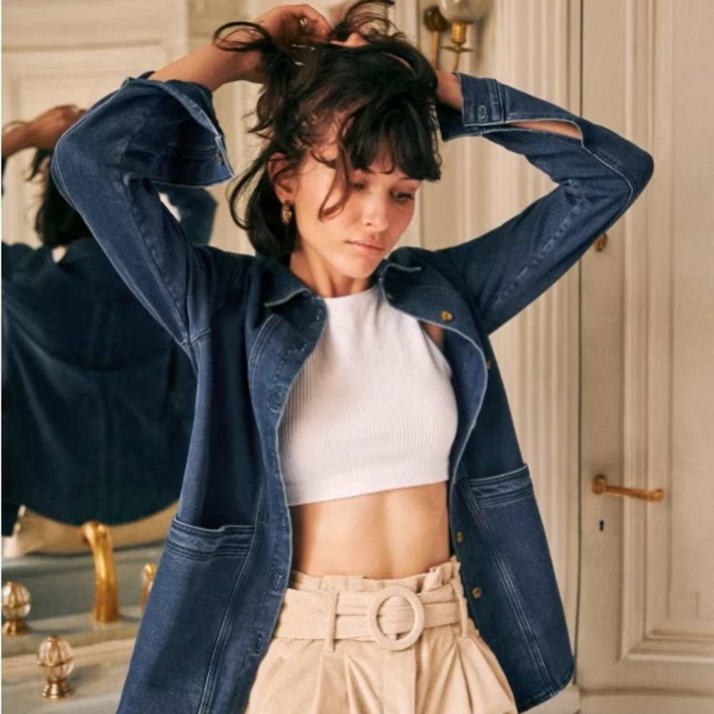 Sezane Denim jacket with LA embroidery